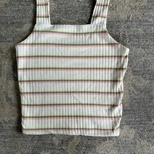 SO White Ribbed Fitted Crop Tank Top